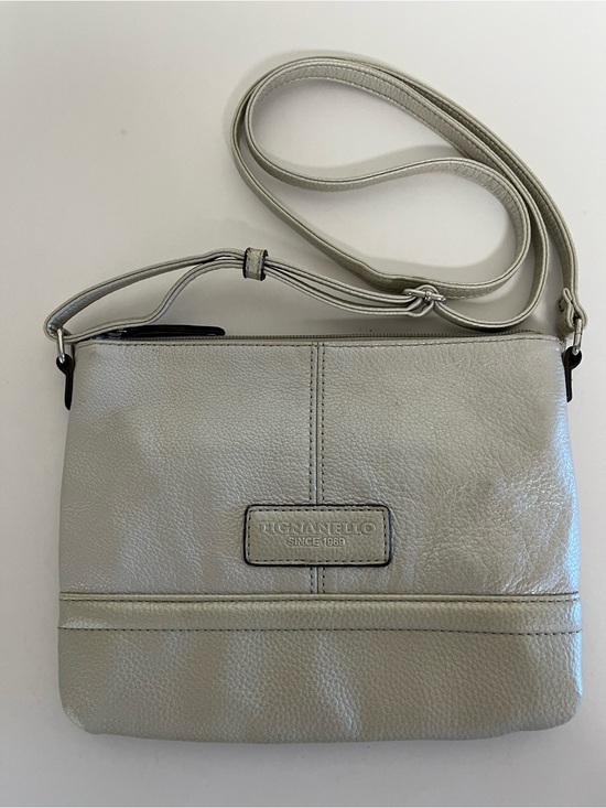 Tignanello Handbags - Tignanello Light Gray Pebbled Leather Crossbody